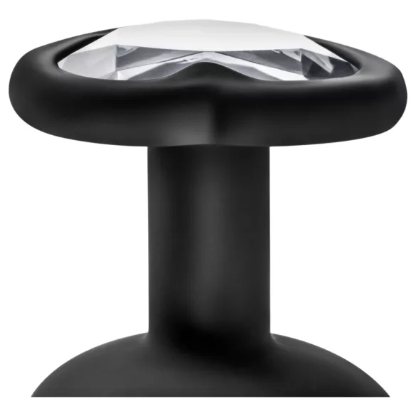 Temptasia S - anaalplug met hartvormige zilverkleurige steen - zwart - klein