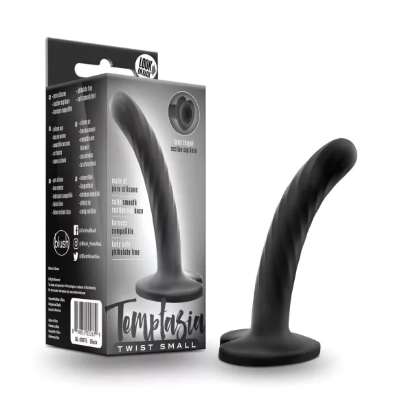 Temptasia Twist Small - dildo met zuignap - gedraaid - zwart