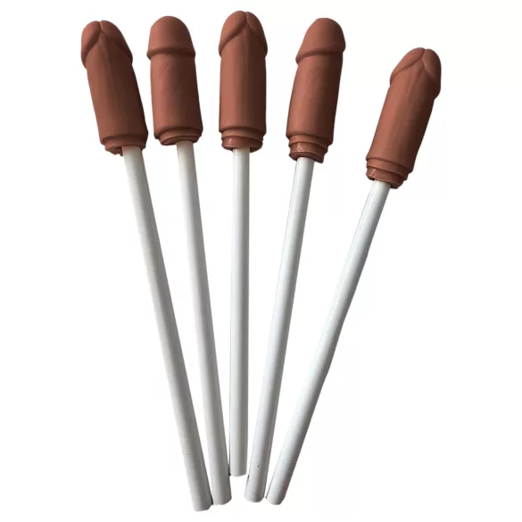 Diverty - potlood met penis opzetstuk - bruin - 5 stuks