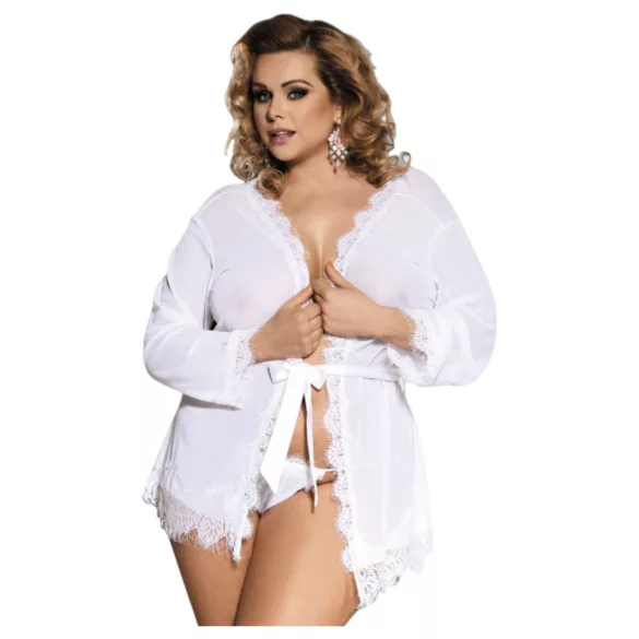Subblime Queen Plus - kanten gewaad set - wit (XL-2XL)