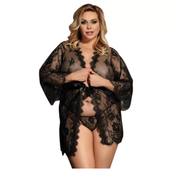 Subblime Queen Plus - zwarte kanten kamerjassenset (XL-2XL)