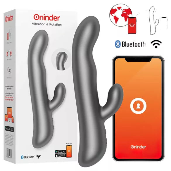 Oninder Oslo - opzetstuk, roterende vibrator met clitorisstimulator (zwart)