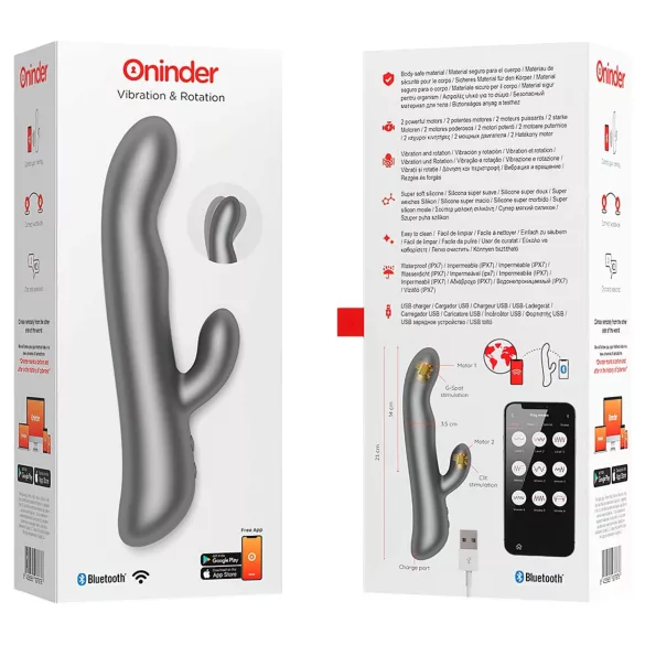 Oninder Oslo - opzetstuk, roterende vibrator met clitorisstimulator (zwart)