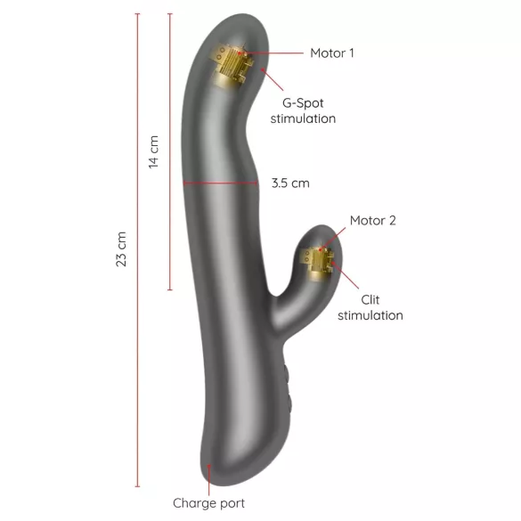 Oninder Oslo - opzetstuk, roterende vibrator met clitorisstimulator (zwart)