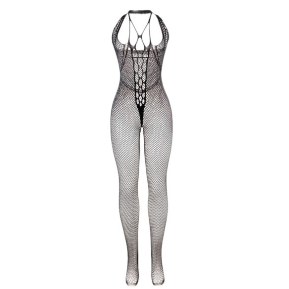 Subblime 951788 - erotisch catsuit - diep decolleté - netstof zwart - S-L