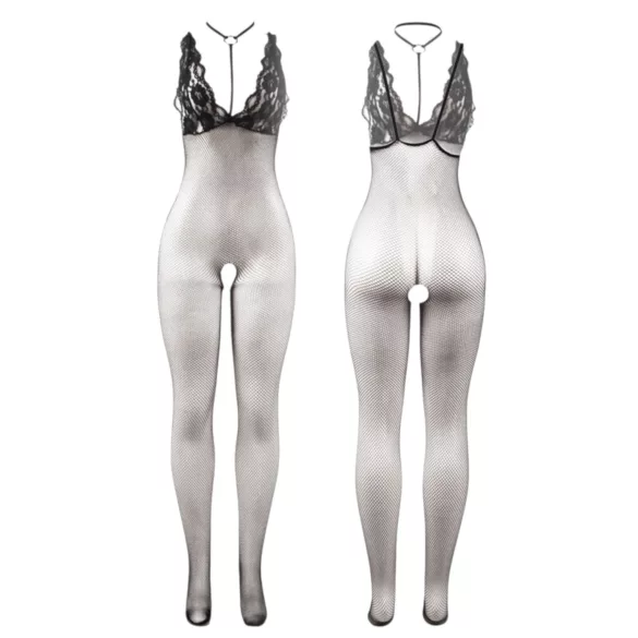 Subblime 951993 - negligee body met halssieraad - netstof - zwart - S-L