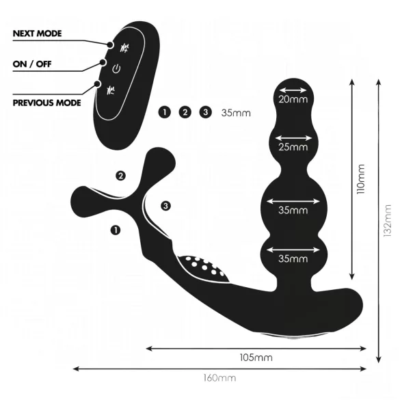 Addicted Toys - anaal vibrator met draaiende kop en penisring - zwart