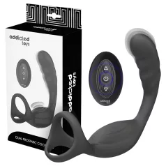 Addicted Toys - anaal vibrator met penis- en balring - zwart