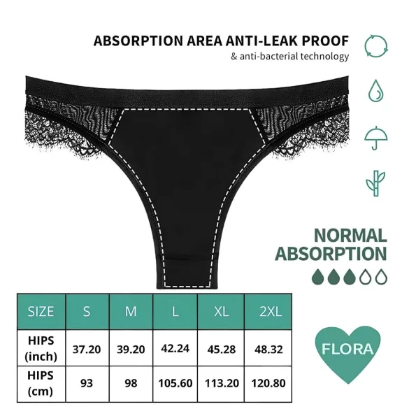 Adalet Flora Normal - menstruatie onderbroek - zwart - L