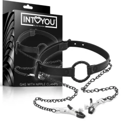 INTOYOU - mondknevel met tepelklemmen - zwart