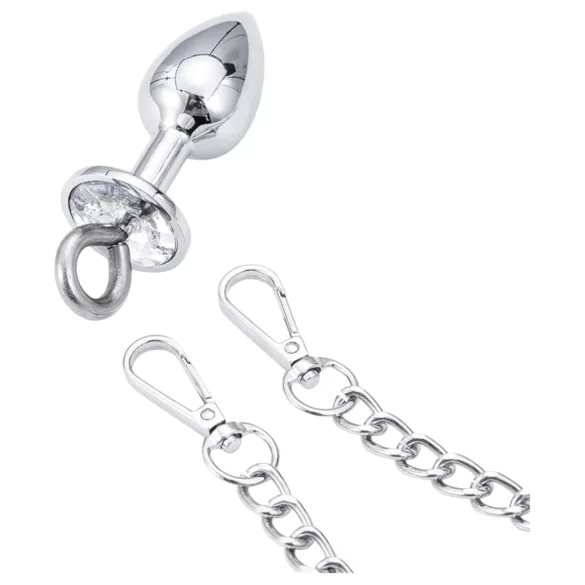 LateToBed - handboeien met buttplug - metaal zilver