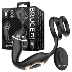   IntoYou Bruce - roterende prostaatvibrator met afstandsbediening en dubbele ring (zwart)