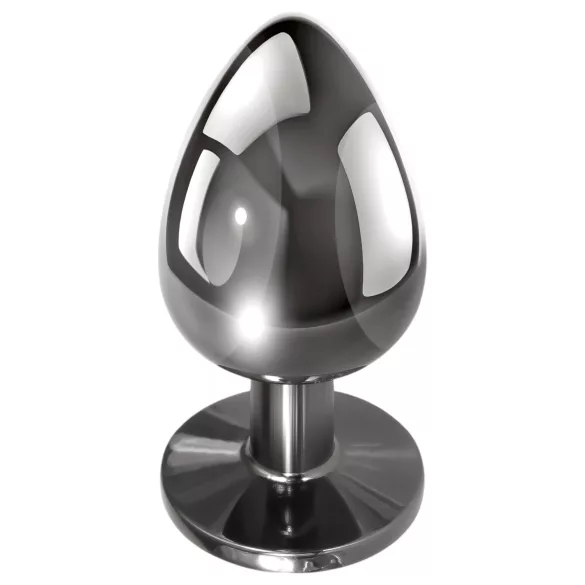 Evolved Black Gem - metalen buttplug set - zwarte steen - zilverkleurig