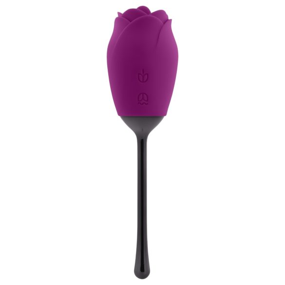 Playboy - waterdichte, oplaadbare Rose vibrator met tongbeweging (paars)