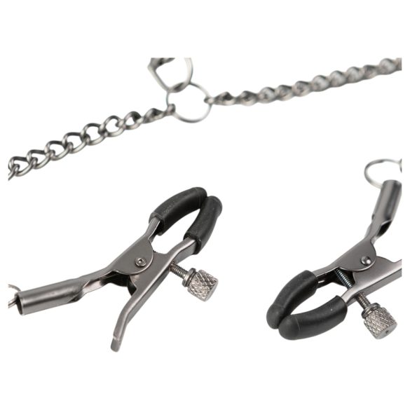 Sei Mio - halsband en tepelklemmen (zwart)