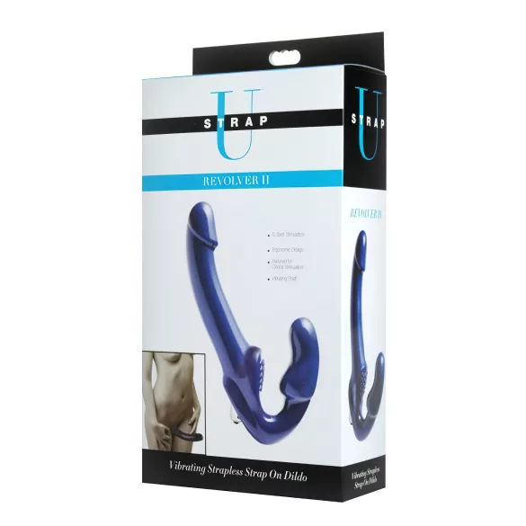 Strap U Revolver II - strap-on vibrator - vibrerend - siliconen blauw