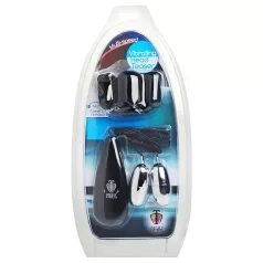   XR Brands - Trinity - peniskop met twee ballen en eikelvibrator (zwart-zilver)