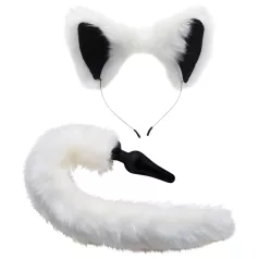 TAILZ - fox staart buttplug met diadeem - zwart/wit