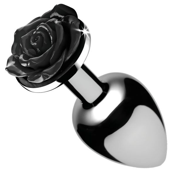 Booty Sparks Black Rose - anale plug - aluminium - zilver/zwart