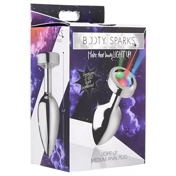 Booty Sparks - buttplug met LED-verlichting - medium - zilver