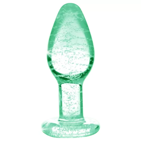 Booty Sparks Glow in the Dark S - glazen buttplug (transparant)