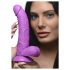 XR Brands POP - zuignap dildo met testikels - 19 cm (paars)