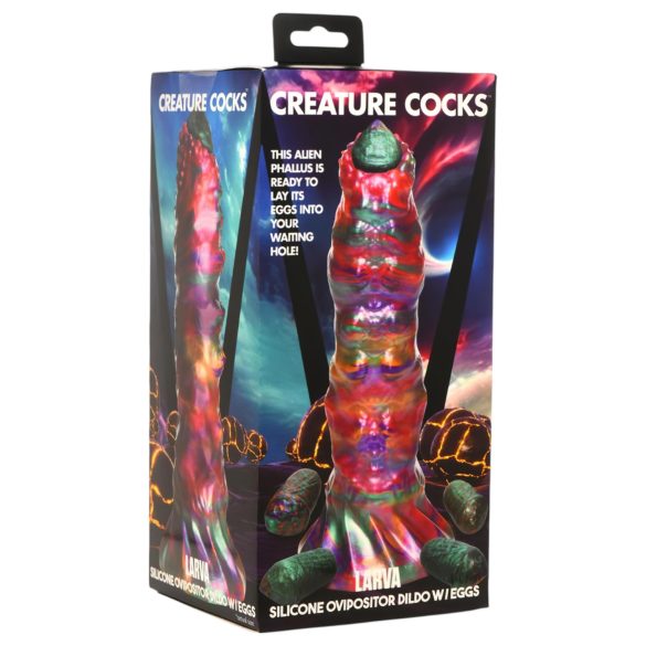 Creature Cocks Larva - buitenaardse ei-afzet dildo (regenboog)