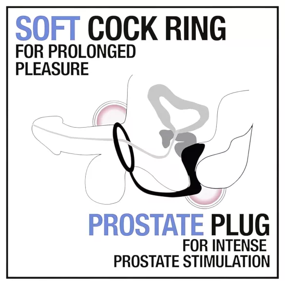 Anal Adventures Platinum - anaal dildo met penisring - zwart