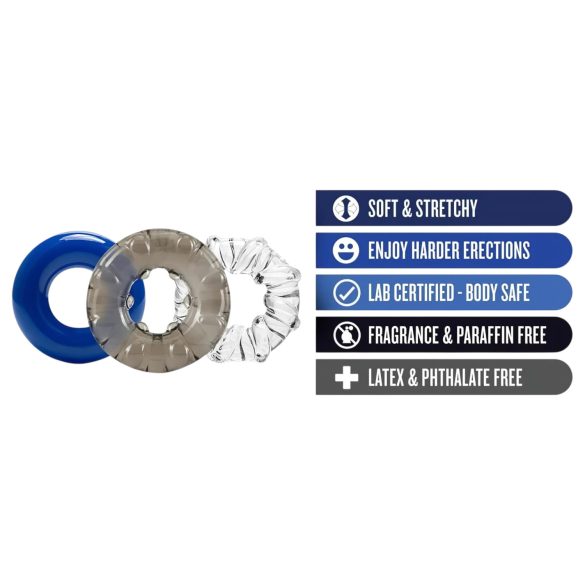 Stay Hard - penisring set - gevarieerd - 3 stuks - kleurrijk