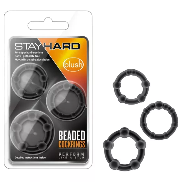 Stay Hard - penisring set - silicone - zwart