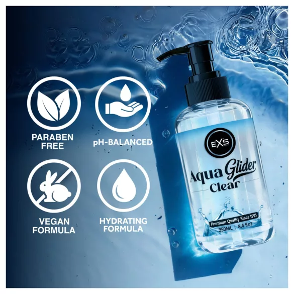EXS AquaGlider Clear - transparante glijmiddel op waterbasis in pompflacon (250 ml)