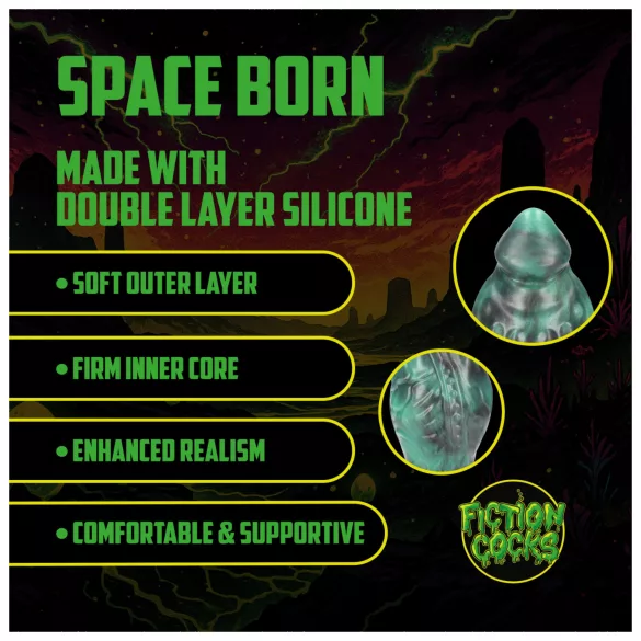 Ouch! Space Born - siliconen anale plug (groen-zwart)