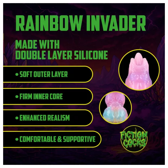 Ouch! Rainbow Invader - siliconen fantasiedildo (regenboog)