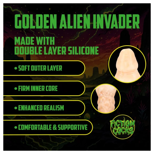Ouch! Golden Alien Invader - siliconen fantasiedildo (goud)