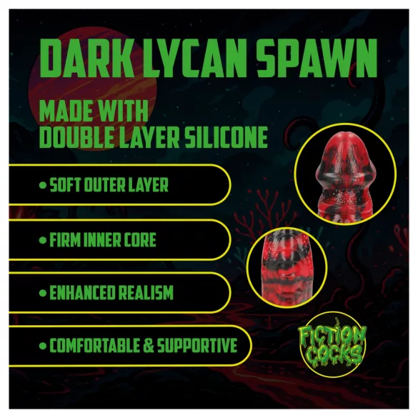 Ouch! Dark Lycan Spawn - siliconen fantasiedildo (rood-zwart)