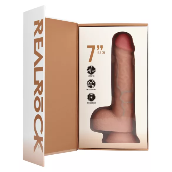 RealRock - dildo met zuignap en vibrator - realistisch - huidkleur - 18cm