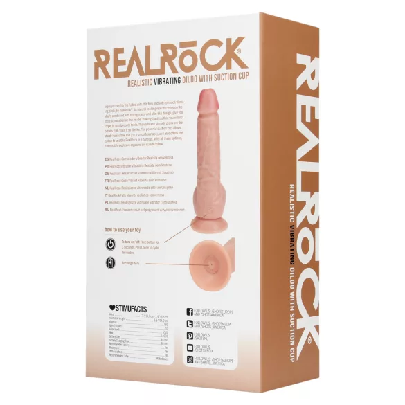 RealRock - dildo met zuignap en vibrator - realistisch - huidkleur - 18cm