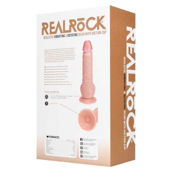 RealRock - draaiende vibrator - realistische huidkleur - 20,5 cm