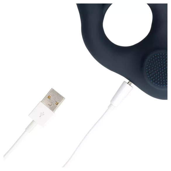 Loveline - vibrerende penisring met clitorisstimulator - siliconen - grijs