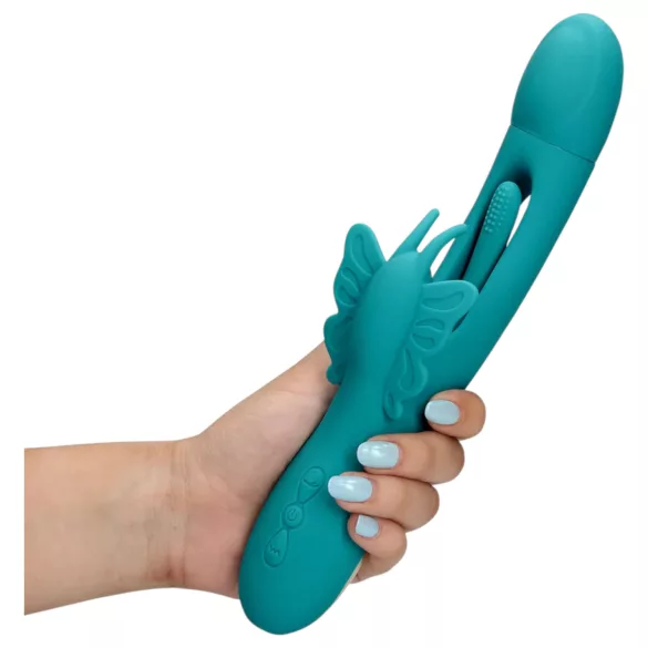 Loveline - clitorisvibrator met vlinder en tong - siliconen - turquoise