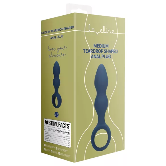 Loveline - anale dildo met ring - medium - blauw