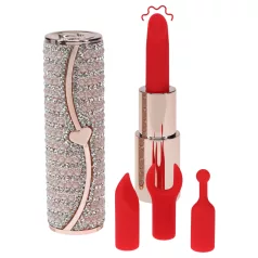   Loveline Candy - lippenstiftvibrator met 4 opzetstukken (roze)