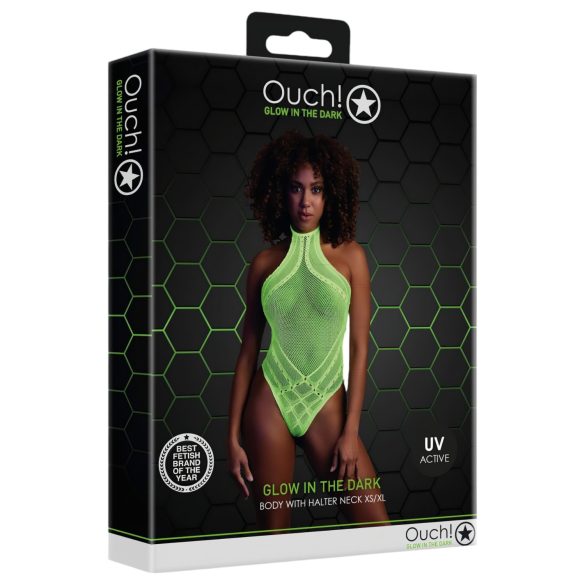 Ouch! - body met bandjes - fosforescerend - neon groen - XL-4XL