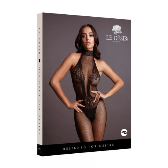 Le Désir - kanten net catsuit (zwart) - S-XL