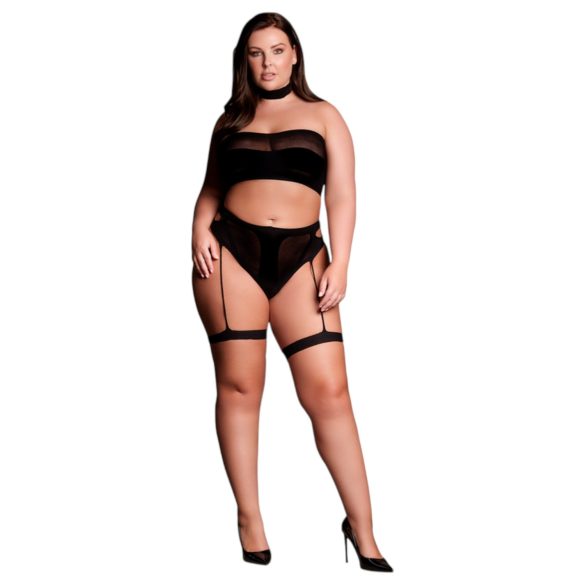 Le Désir Plus Size - 3-delige lingerie set - zwart (XL-4XL)