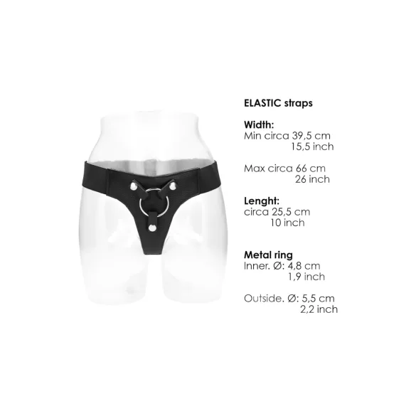 RealRock - elastische slip - voor strap-on harnas - zwart