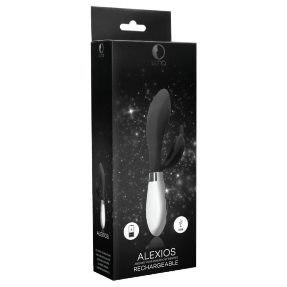 Alexios - vibrator met vlindervorm en clitorisstimulator - zwart