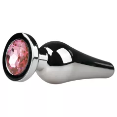   Easytoys Metal No.11 - anale plug met roze steen - zilver - 3,5 cm