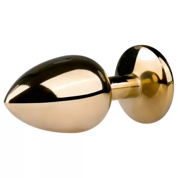 Easytoys Metal No.1 - gouden anale plug met witte steen in kegelvorm (2,5 cm)