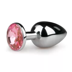   Easytoys Metal No.1 - anaal plug met roze steen - zilver - 2,7 cm
